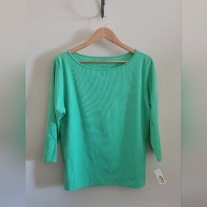 Talbots Boatneck Cotton + Stretch Top, Women's XL, Spearmint Green
